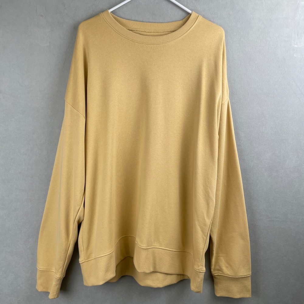 Old Navy Core Crew French Terry Sweatshirt Men XL Sandbank Tan Beige Soft Basics